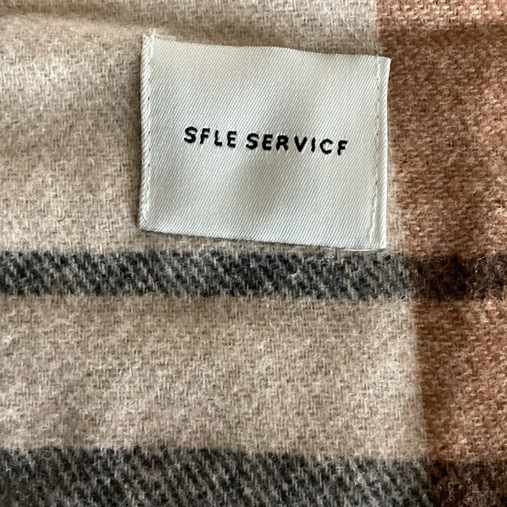Self Service Plaid Woolen Scarf Shawl Wrap Brown Earth Tones New